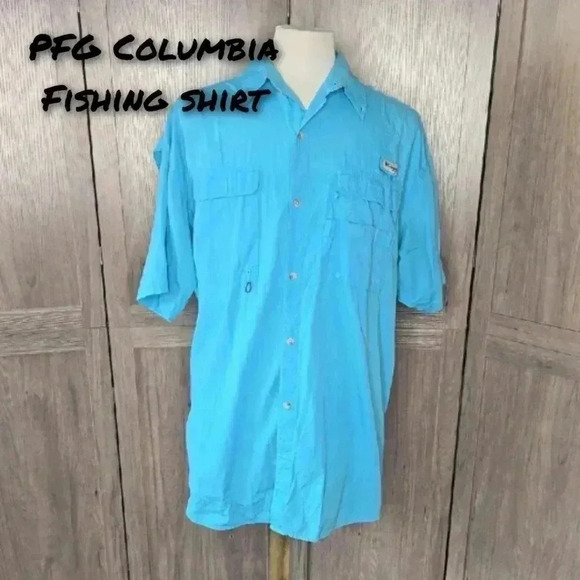 Columbia PFG Men's Blue Short Sleeve Shirt - Picture 1 of 10